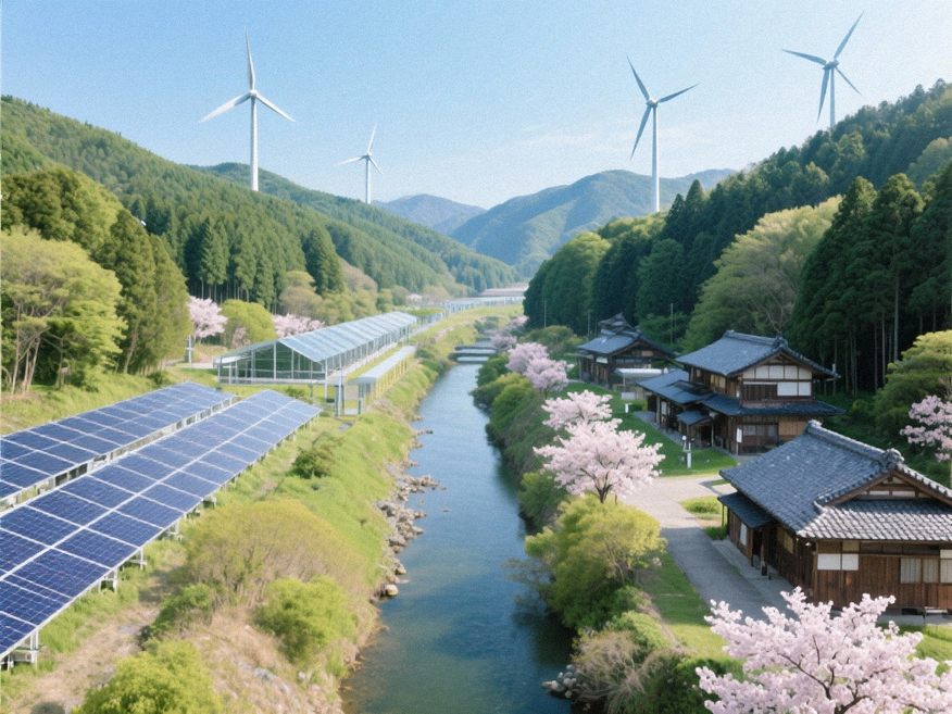 日本の環境持続可能性を示す背景画像